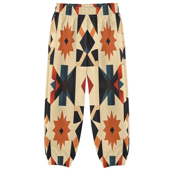 BZSMCE 00 A Bold Textile Pattern Inspired by Native Print Elastic Waist Jogger Pants Lightweight Wind Resistant Casual Athletic Trousers with Cuffed Ankles & Side Pockets