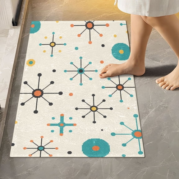 BZSMCE 207018933 Pattern 2-Piece Non-Slip Absorbent Bathroom Rug Set, Soft Bath Mat & Toilet Rug