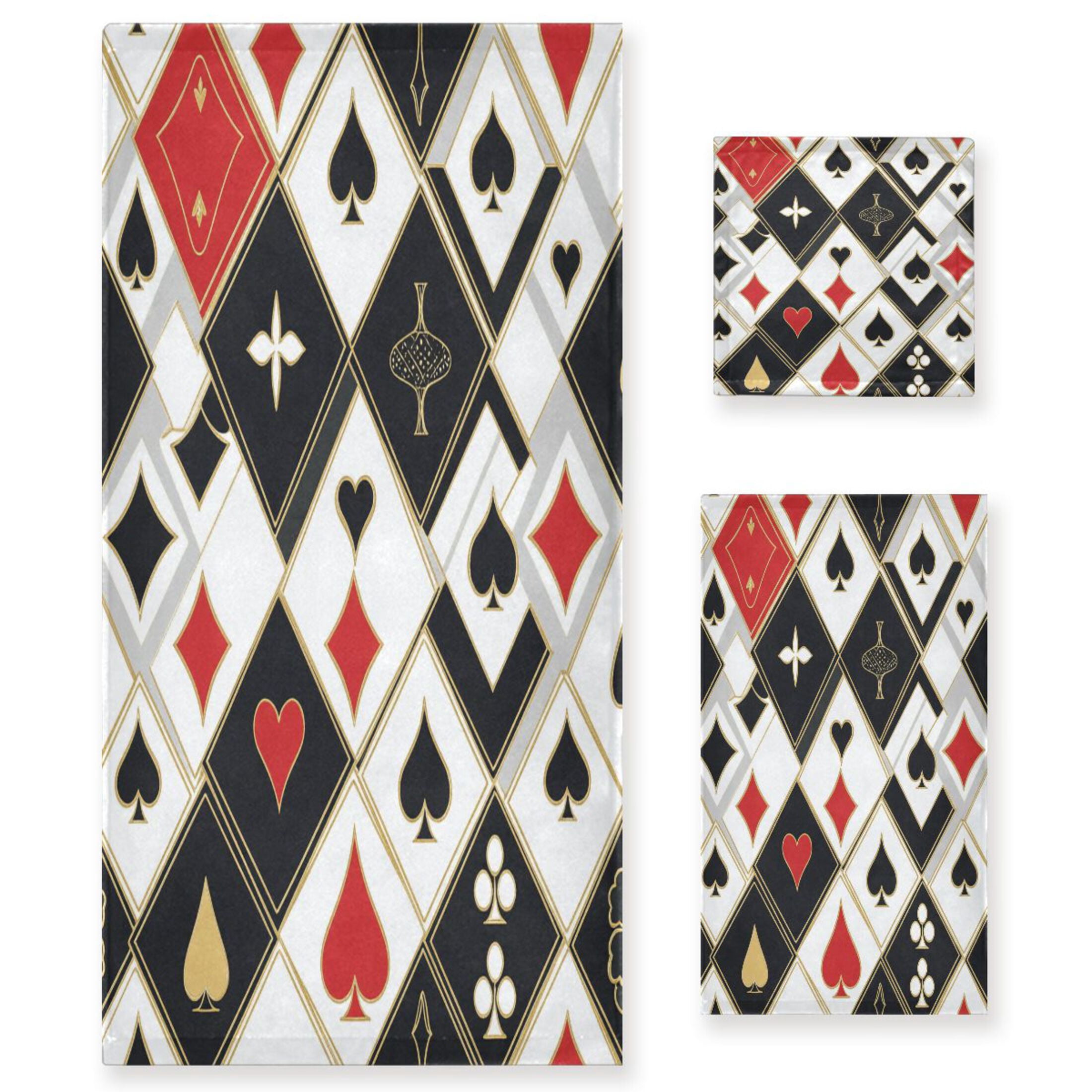 BZSMCE 3piece Bath Towel Sets Hand Bath Towels Fashion Cards Of Chance Printed Towel Sets