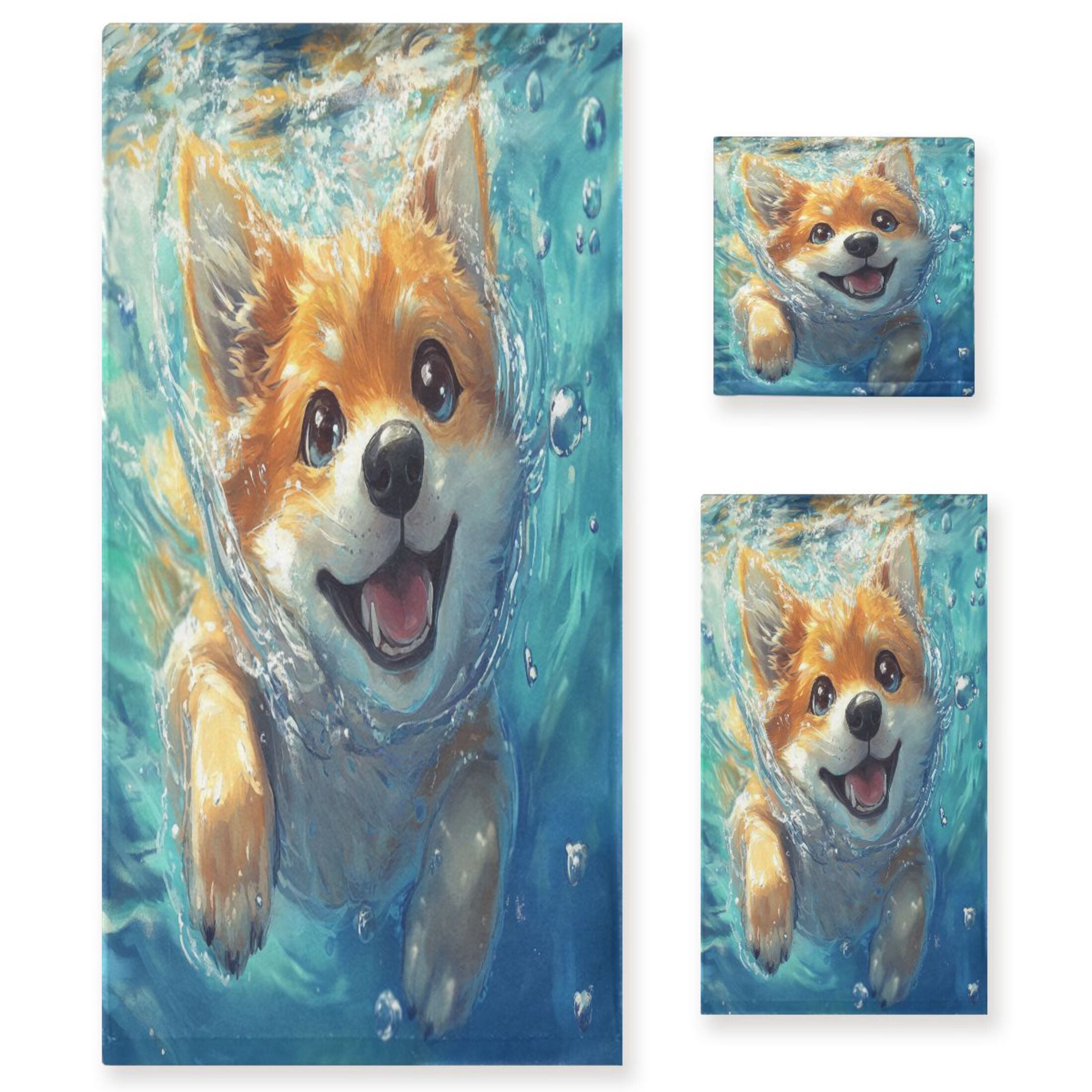 BZSMCE 3piece Bath Towel Sets Hand Bath Towels Fashion Curious Little Tiger Printed Towel Sets