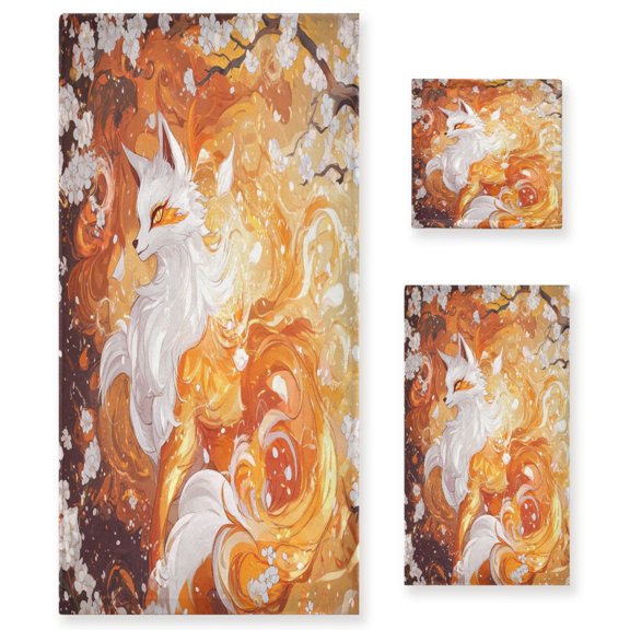 BZSMCE 3piece Bath Towel Sets Hand Bath Towels Fashion Fiery Whispers Printed Towel Sets
