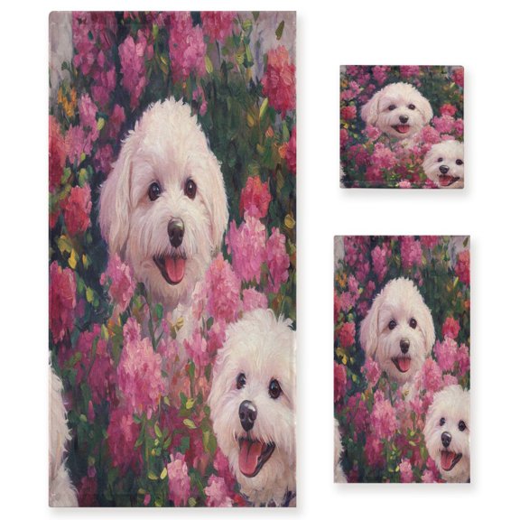 BZSMCE 3piece Bath Towel Sets Hand Bath Towels Fashion Floral Furry Friends Printed Towel Sets
