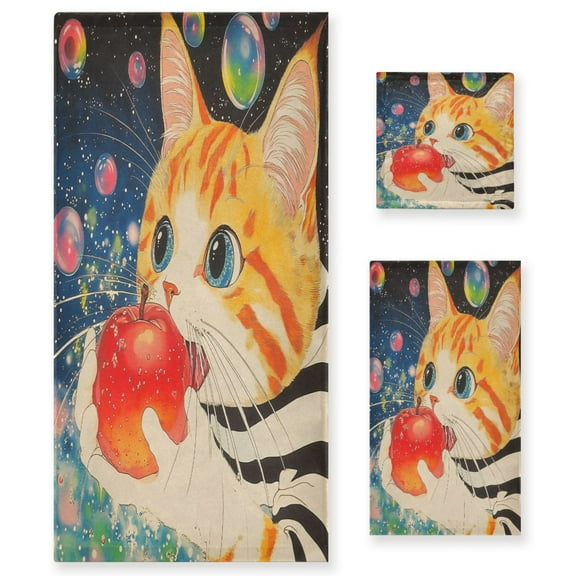 BZSMCE 3piece Bath Towel Sets Hand Bath Towels Fashion Galactic Flavor Printed Towel Sets