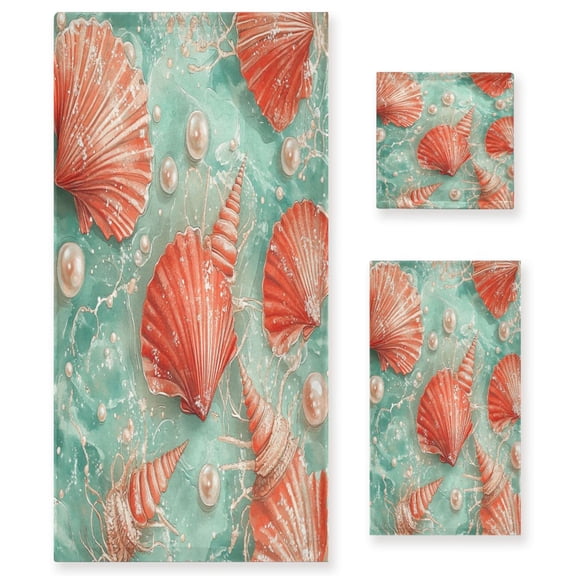 BZSMCE 3piece Bath Towel Sets Hand Bath Towels Fashion Marine Tapestry Printed Towel Sets
