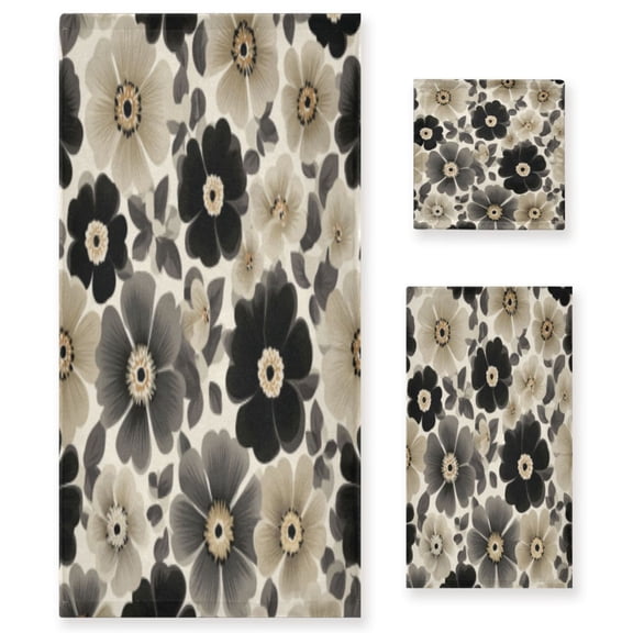 BZSMCE 3piece Bath Towel Sets Hand Bath Towels Fashion Monochrome Floral Dreamscape Printed Towel Sets