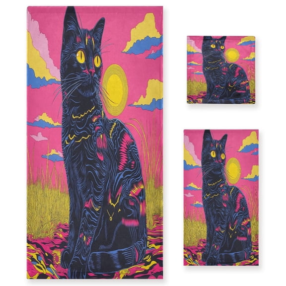 BZSMCE 3piece Bath Towel Sets Hand Bath Towels Fashion Neon Dreams Printed Towel Sets