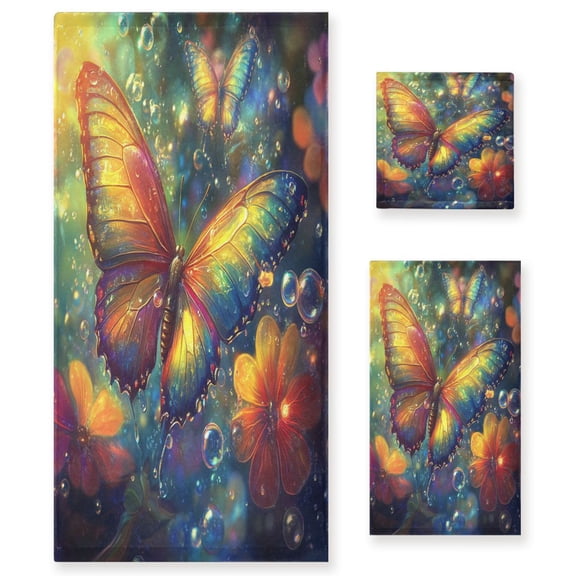 BZSMCE 3piece Bath Towel Sets Hand Bath Towels Fashion Radiant Reflections Printed Towel Sets