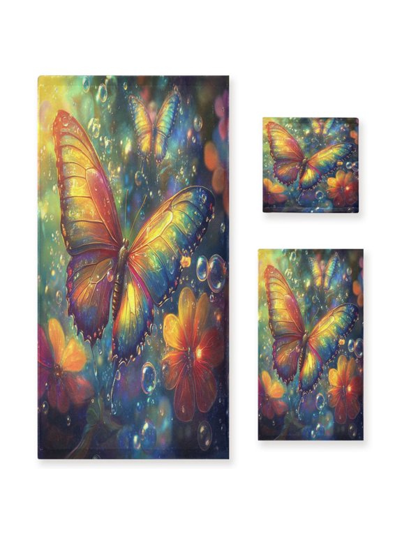 3piece Bath Towel Sets Hand Bath Towels Fashion Radiant Reflections Printed Towel Sets