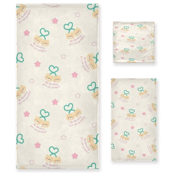 BZSMCE 3piece Bath Towel Sets Hand Bath Towels Fashion Sweetheart Charm Ditsy Printed Towel Sets