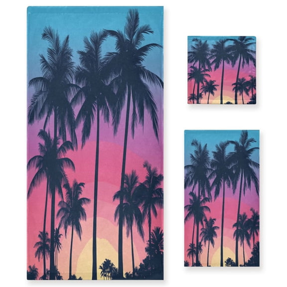 BZSMCE 3piece Bath Towel Sets Hand Bath Towels Fashion Twilight Oasis Printed Towel Sets