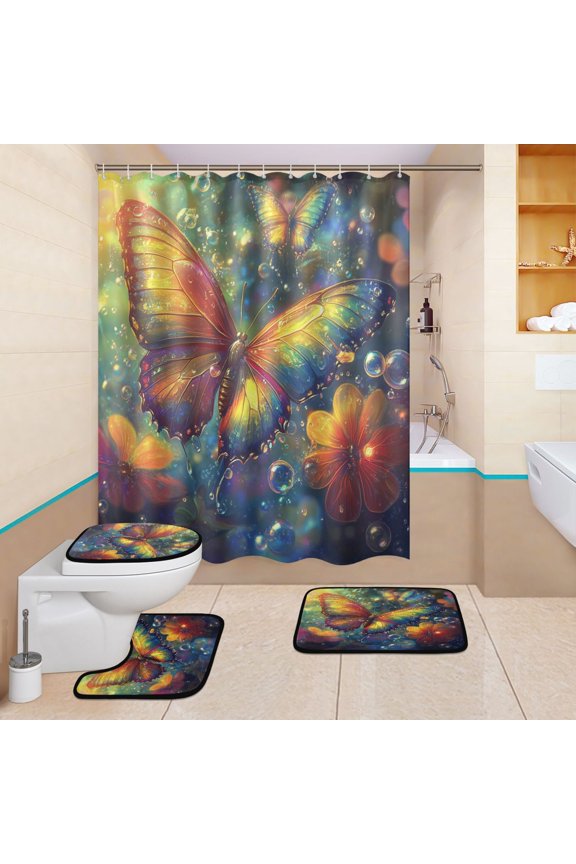 4PCS Radiant Reflections Shower Curtain Set Bathroom Decorative Set