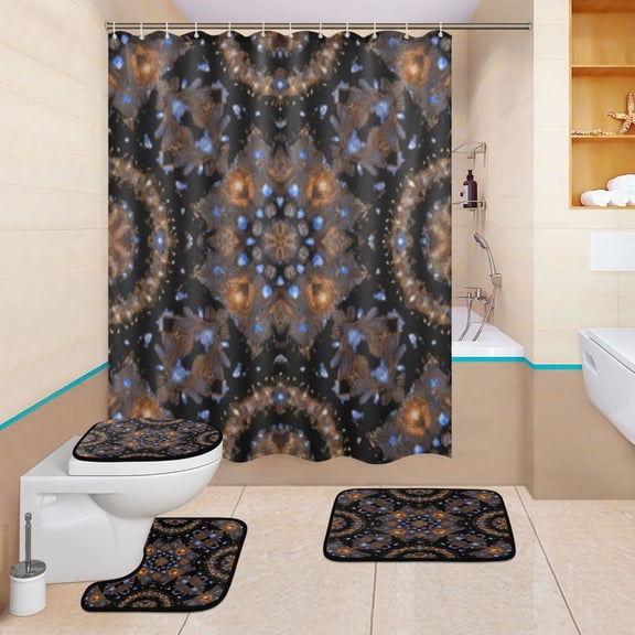 BZSMCE 4PCS Shower Curtain Set Bathroom Decorative Set-Starlit Labyrinth Pattern