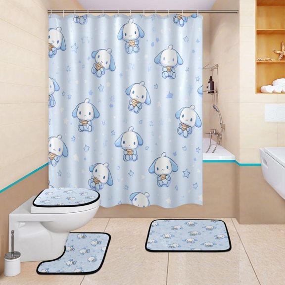 BZSMCE 4PCS Shower Curtain Set Bathroom Decorative Set-Starry Sky Roll Pattern