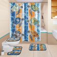 thumbnail image 1 of BZSMCE 4PCS Turtle Escape Shower Curtain Set Bathroom Decorative Set, 1 of 8