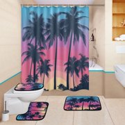 BZSMCE 4PCS Twilight Oasis Shower Curtain Set Bathroom Decorative Set