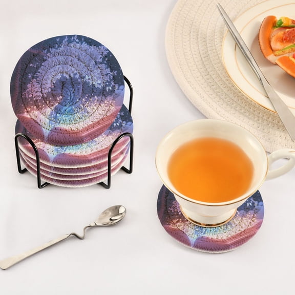 BZSMCE 6Pcs Drink Coasters With Holder 3.94Inch Magic Book Tree Creative Coil Coaster Coasters Colors Absorbent Coasters for Drinks Coasters Set Thicken Heat for Home Table