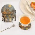 thumbnail image 1 of BZSMCE 6Pcs Drink Coasters With Holder 3.94Inch The Castle by Night Creative Coil Coaster Coasters Colors Absorbent Coasters for Drinks Coasters Set Thicken Heat for Home Table, 1 of 7