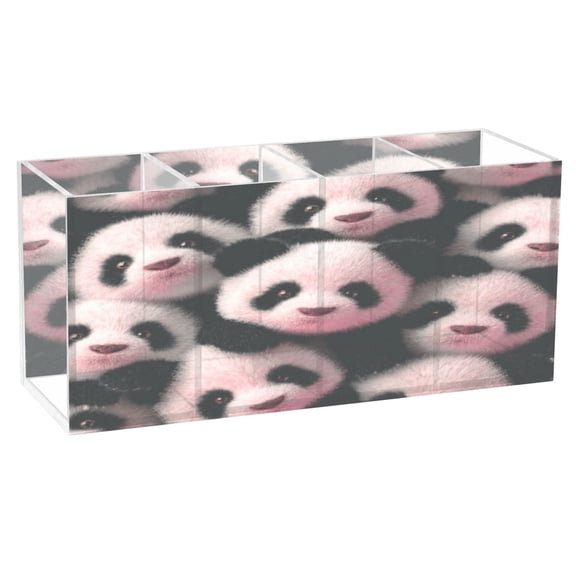 BZSMCE Acrylic 4 Compartments Pencil Holder Organizer Makeup Brush Holder In Fluff Stack Pattern