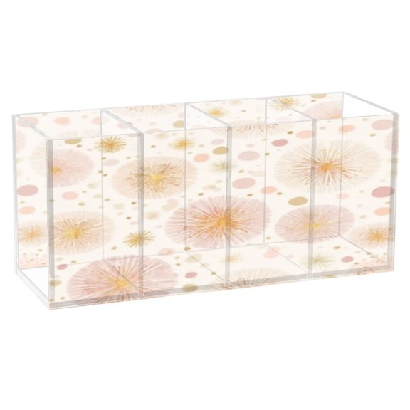 BZSMCE Acrylic 4 Compartments Pencil Holder Organizer Makeup Brush Holder In Pastel Dandelion Pattern