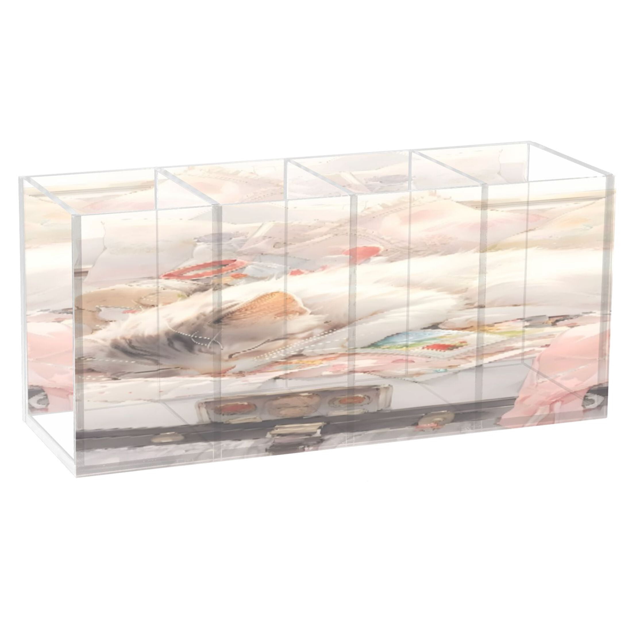BZSMCE Acrylic 4 Compartments Pencil Holder Organizer Makeup Brush ...