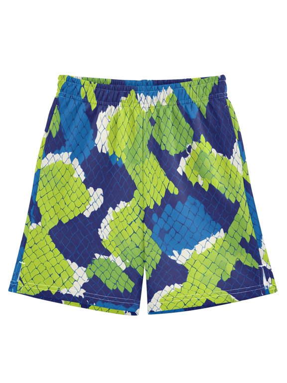 BZSMCE Adjustable Drawstring Casual Shorts With Blue Green Python Pattern Pattern