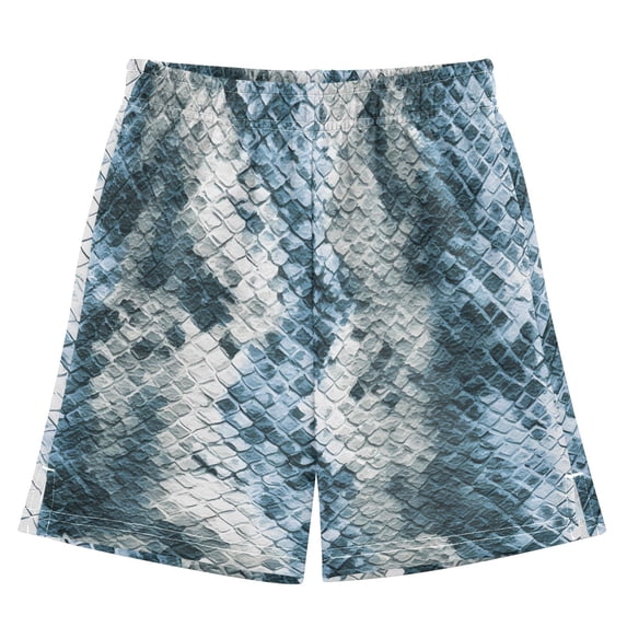 BZSMCE Adjustable Drawstring Casual Shorts With Blue Python Pattern Pattern