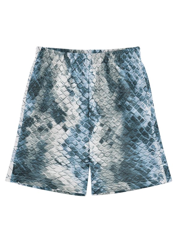 BZSMCE Adjustable Drawstring Casual Shorts With Blue Python Pattern Pattern