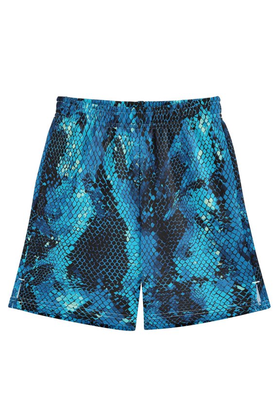 BZSMCE Adjustable Drawstring Casual Shorts With Blue Python Pattern Pattern