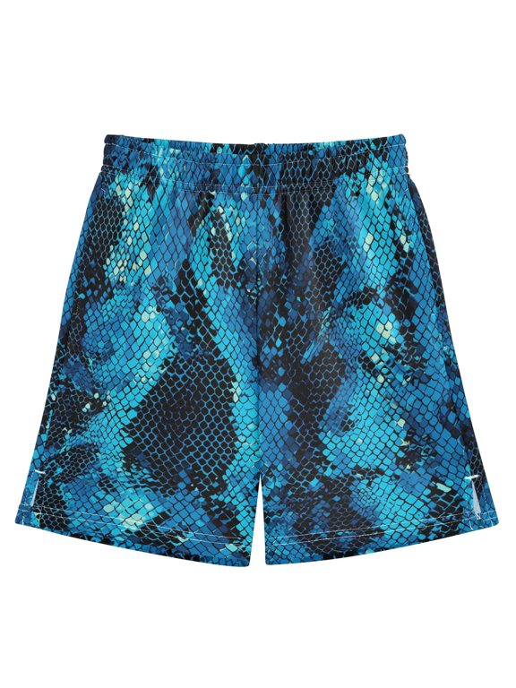 BZSMCE Adjustable Drawstring Casual Shorts With Blue Python Pattern Pattern