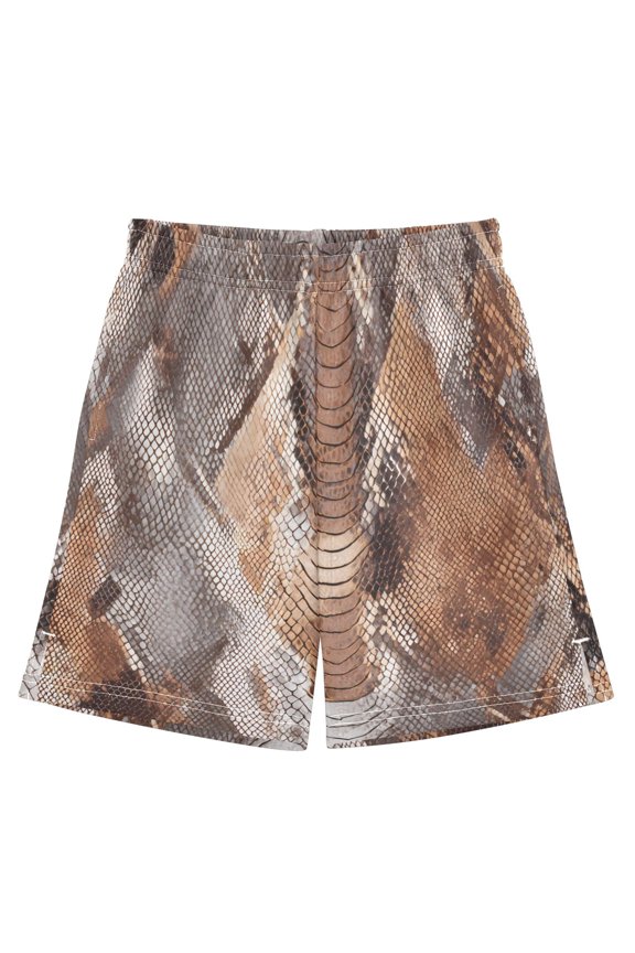 BZSMCE Adjustable Drawstring Casual Shorts With Brown Python Pattern Pattern
