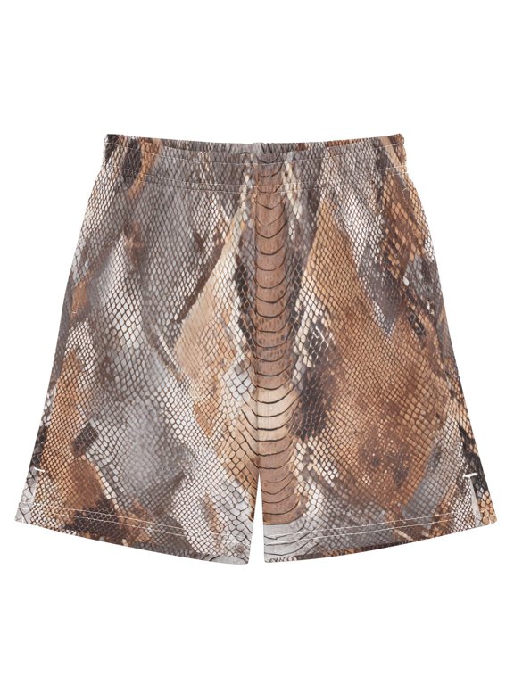 BZSMCE Adjustable Drawstring Casual Shorts With Brown Python Pattern Pattern