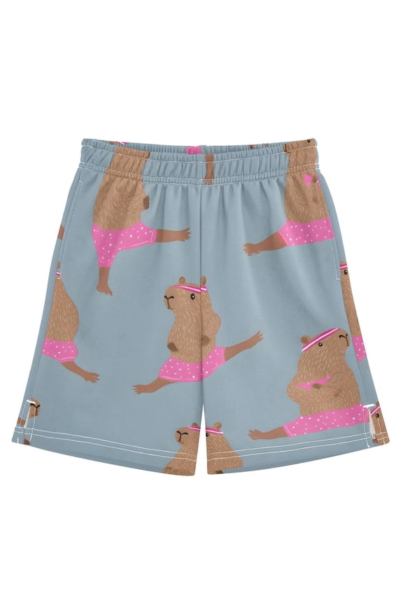 BZSMCE Adjustable Drawstring Casual Shorts With Capybaras Dancing Pattern Pattern