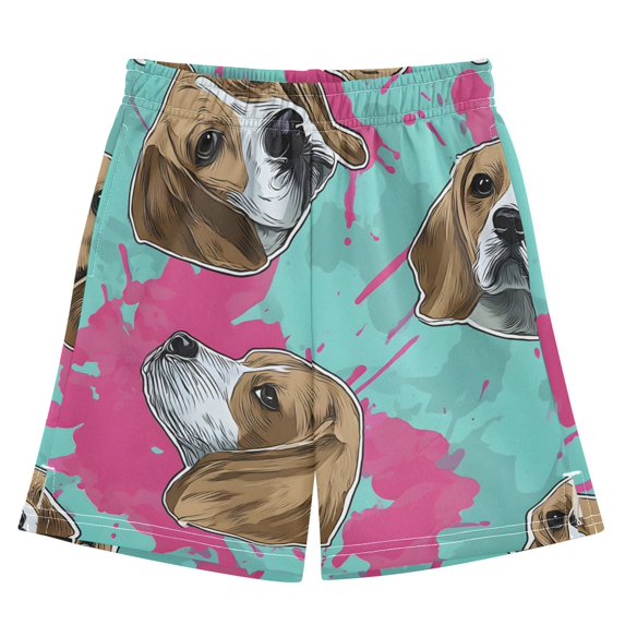 BZSMCE Adjustable Drawstring Casual Shorts With Cartoon Dog Splash Ink Pattern Pattern