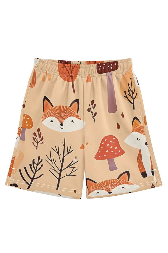 BZSMCE Adjustable Drawstring Casual Shorts With Cartoon Fox Pattern Pattern