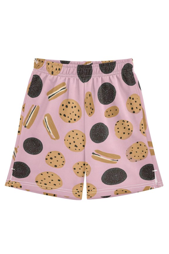 BZSMCE Adjustable Drawstring Casual Shorts With Cookie Pattern Pattern