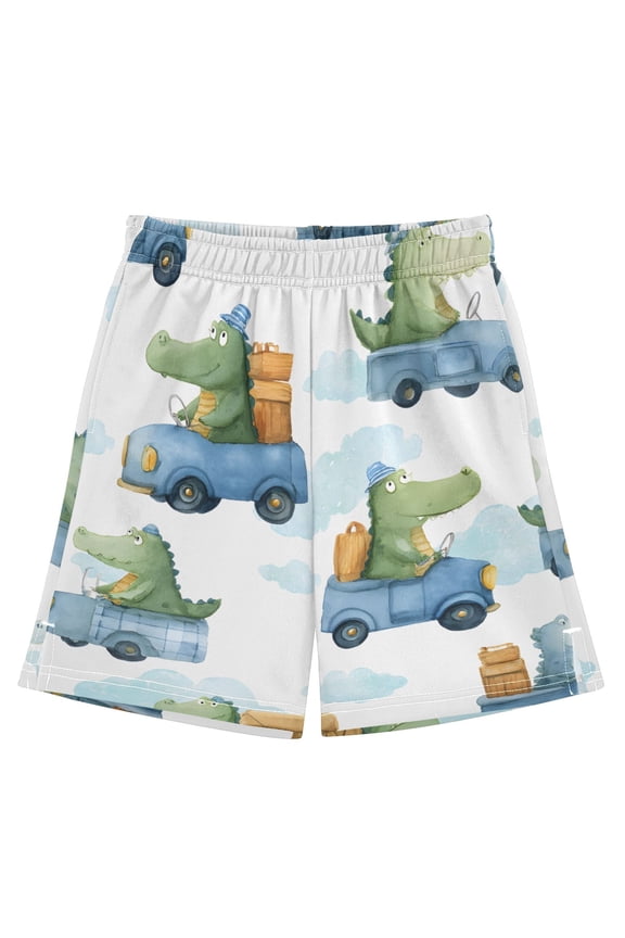 BZSMCE Adjustable Drawstring Casual Shorts With Crocodile Car Cloud Pattern Pattern