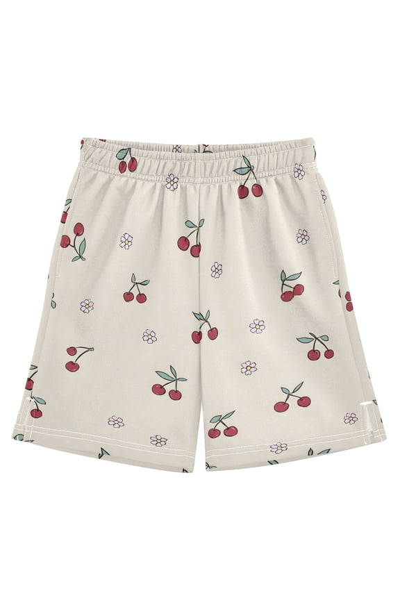 BZSMCE Adjustable Drawstring Casual Shorts With Cute Cherry Flower Pattern Pattern
