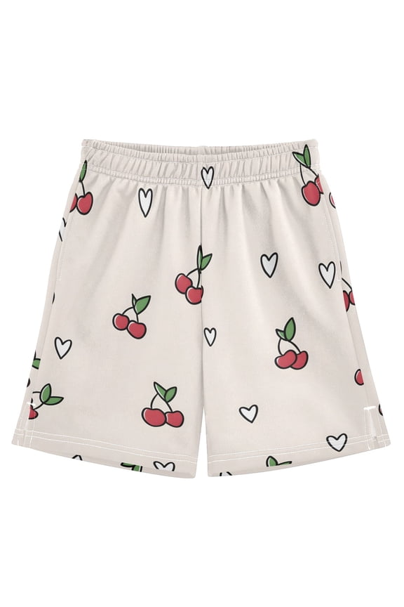 BZSMCE Adjustable Drawstring Casual Shorts With Cute Cherry Heart Pattern Pattern