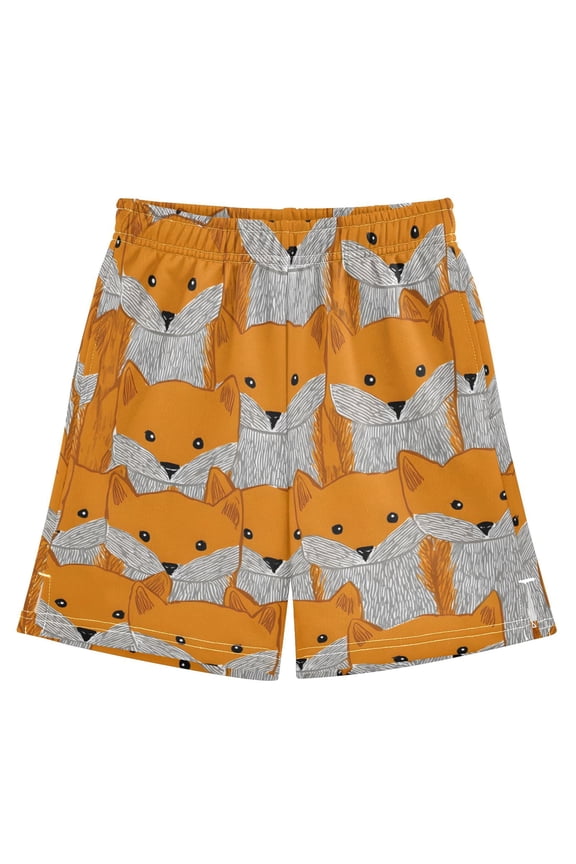 BZSMCE Adjustable Drawstring Casual Shorts With Cute Fox Pattern Pattern