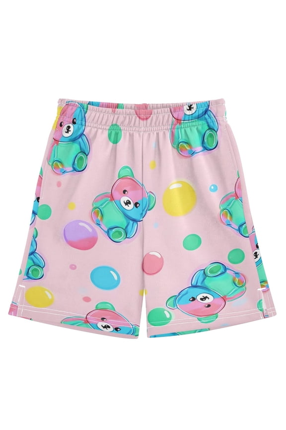 BZSMCE Adjustable Drawstring Casual Shorts With Cute Teddy Bear Pattern Pattern