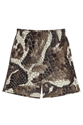 BZSMCE Adjustable Drawstring Casual Shorts With Dark Brown Python Pattern Pattern