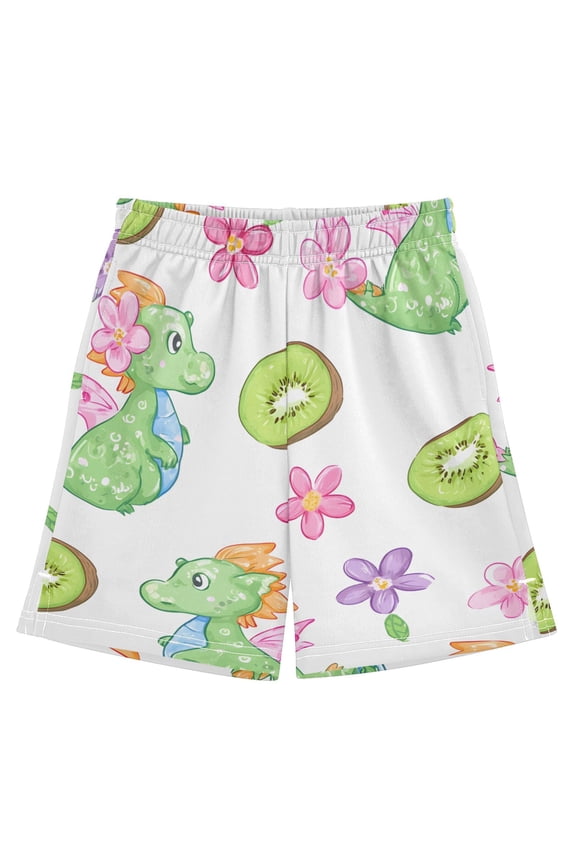 BZSMCE Adjustable Drawstring Casual Shorts With Dragon Pattern Pattern