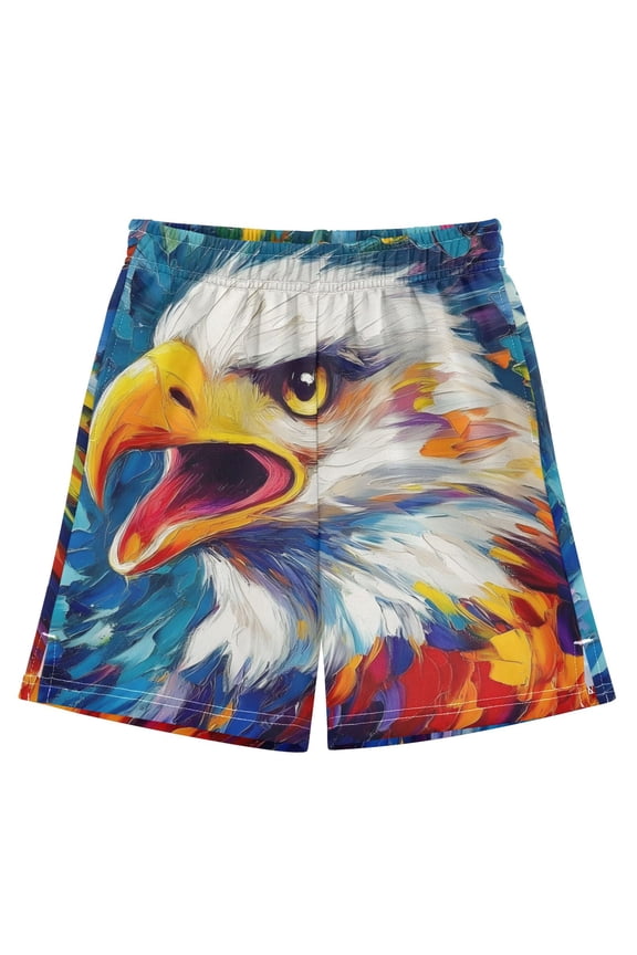BZSMCE Adjustable Drawstring Casual Shorts With Eagle Pattern