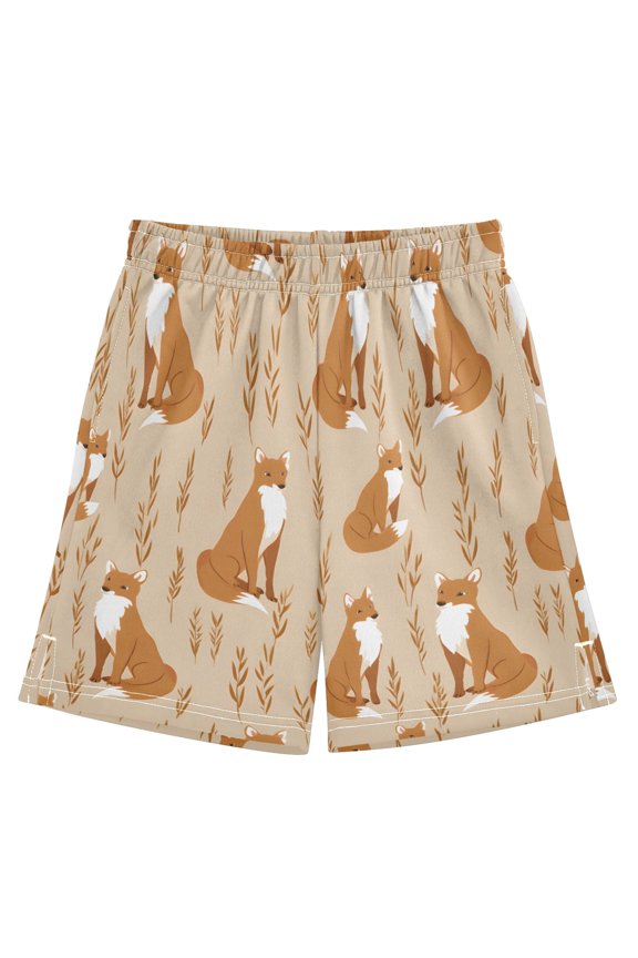 BZSMCE Adjustable Drawstring Casual Shorts With Fox Pattern Pattern
