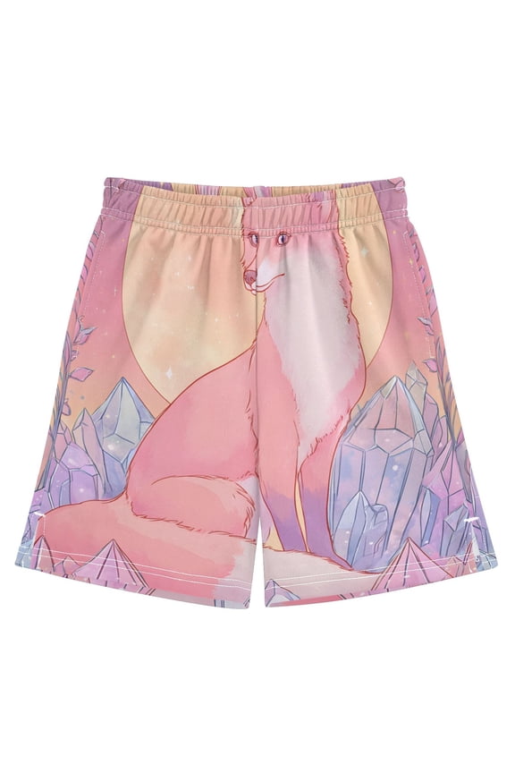 BZSMCE Adjustable Drawstring Casual Shorts With Fox Pattern