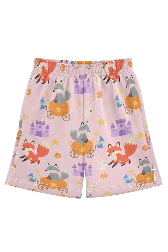 BZSMCE Adjustable Drawstring Casual Shorts With Fox Rabbit Pattern Pattern