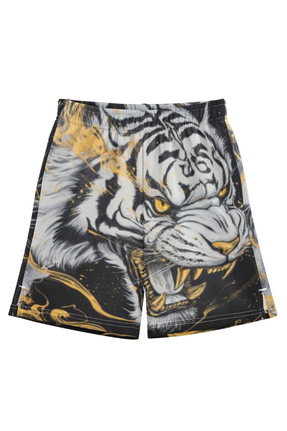 BZSMCE Adjustable Drawstring Casual Shorts With Fury Of The Tiger Pattern