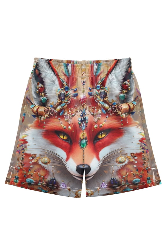 BZSMCE Adjustable Drawstring Casual Shorts With Glamorous Fox Pattern