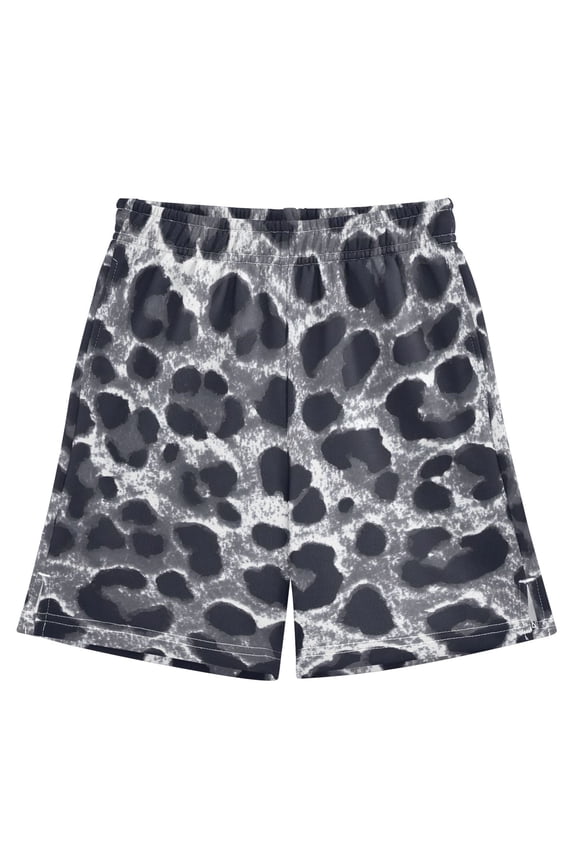 BZSMCE Adjustable Drawstring Casual Shorts With Grey Leopard Print Pattern Pattern