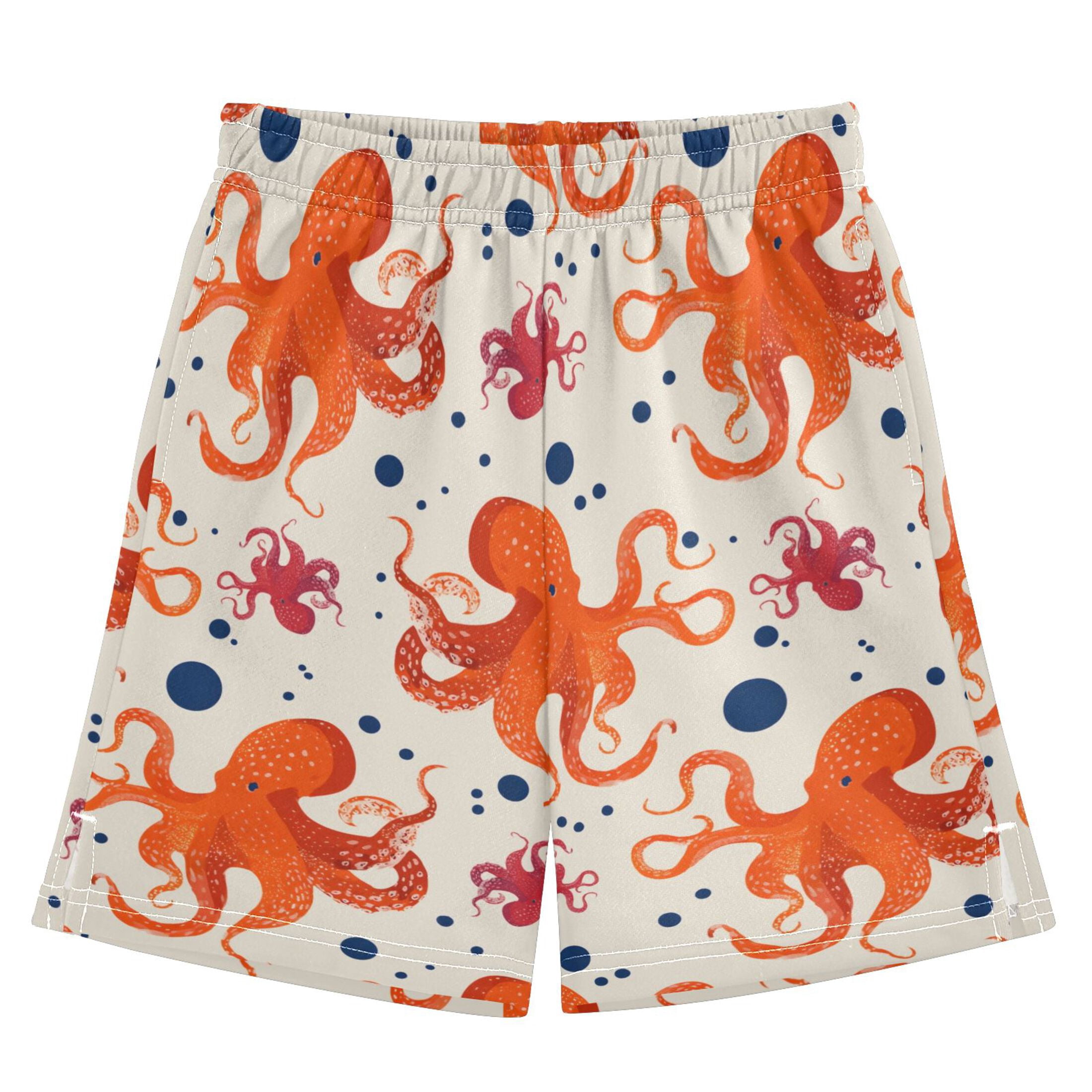 BZSMCE Adjustable Drawstring Casual Shorts With Hand Drawn Octopuses ...